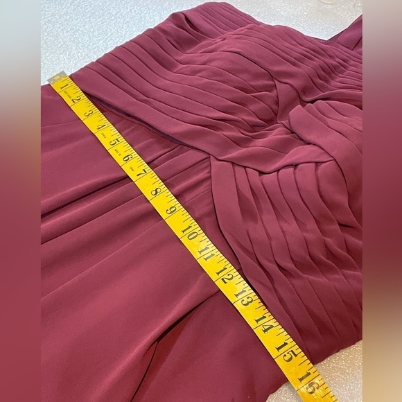 Bill Levkoff 7016 Pleated Bridesmaid Gown 12 Wine Modest long dress maxi - Picture 8 of 10